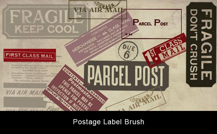 Postage Label Photoshop Brush
